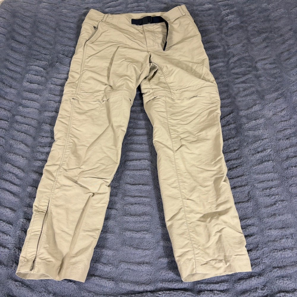 The North Face Mens 32 Khaki Convertible Hiking Pants Zip Off Shorts Belted